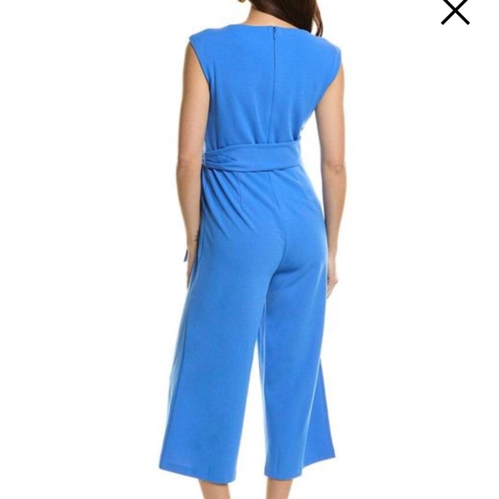 Tahari Side Tie Scuba Crepe Crop Wide Leg Jumpsuit size 14 NWT - Picture 4 of 10